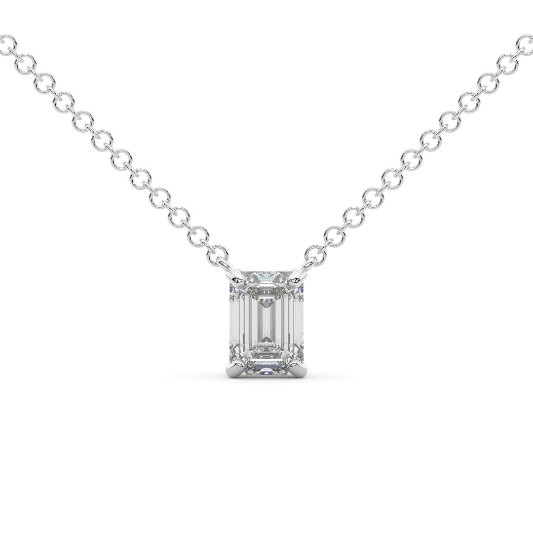 1.00CT.TW EMERALD CUT LAB DIAMOND SOLITAIRE PENDANT - Nazarelle