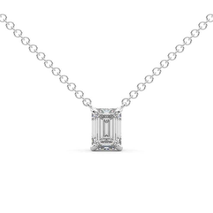 1.00CT.TW EMERALD CUT LAB DIAMOND SOLITAIRE PENDANT - Nazarelle