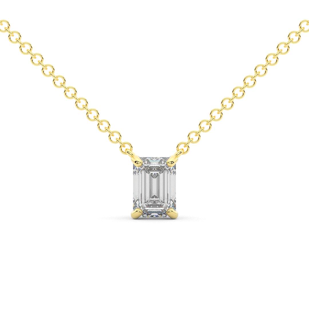 1.00CT.TW EMERALD CUT LAB DIAMOND SOLITAIRE PENDANT - Nazarelle