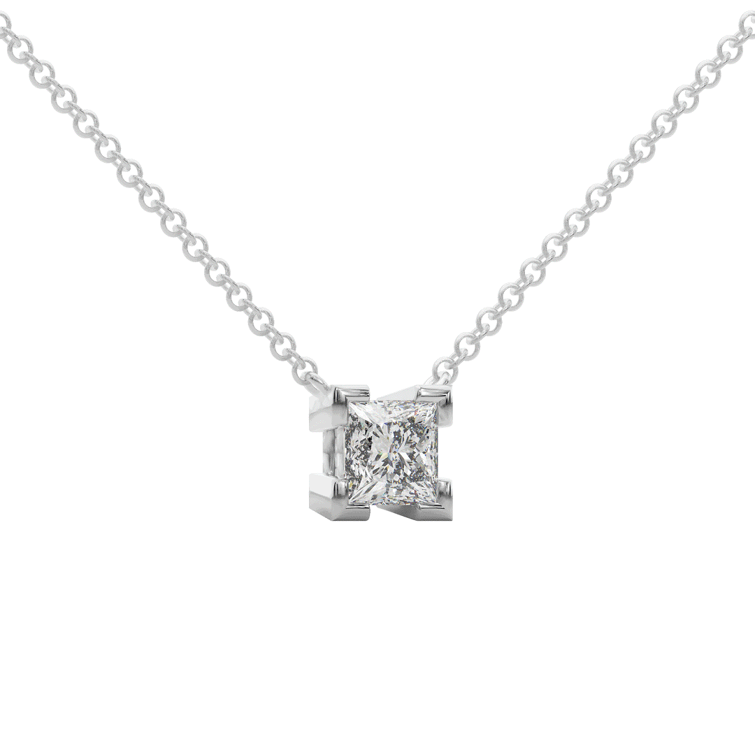 1.00CT.TW PRINCESS CUT LAB DIAMOND SOLITAIRE PENDANT - Nazarelle