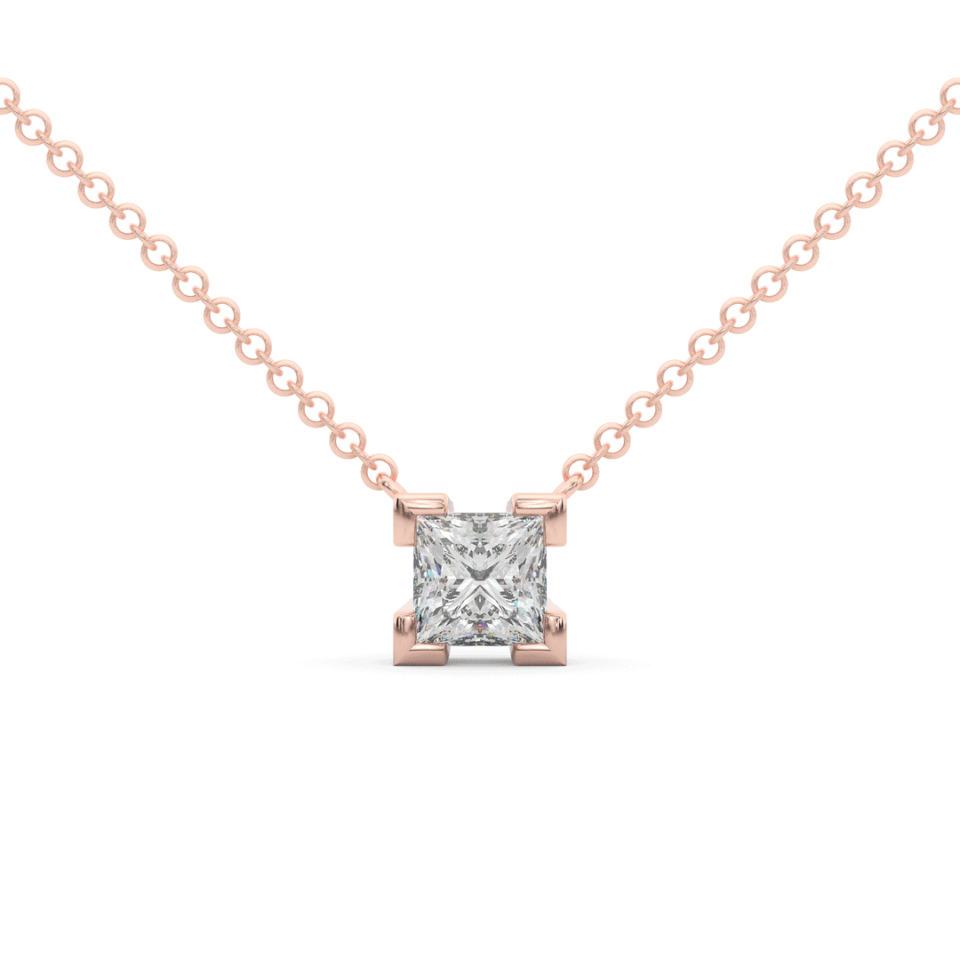 1.00CT.TW PRINCESS CUT LAB DIAMOND SOLITAIRE PENDANT - Nazarelle