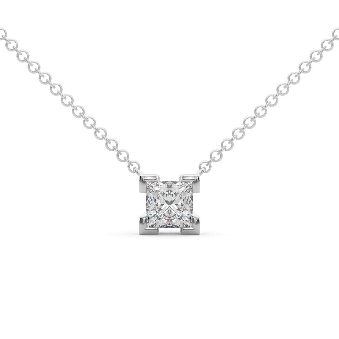 1.00CT.TW PRINCESS CUT LAB DIAMOND SOLITAIRE PENDANT - Nazarelle