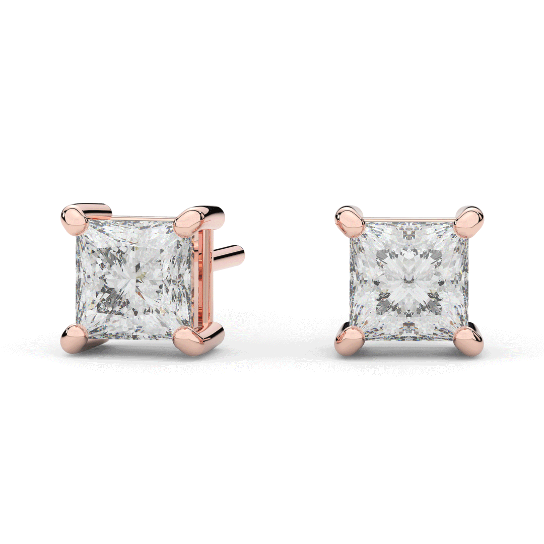 2.0CT.TW PRINCESS CERTIFIED LAB DIAMOND STUD EARRINGS - Nazarelle