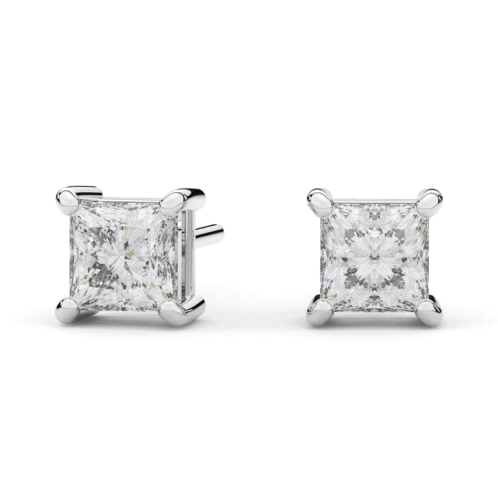 2.0CT.TW PRINCESS CERTIFIED LAB DIAMOND STUD EARRINGS - Nazarelle