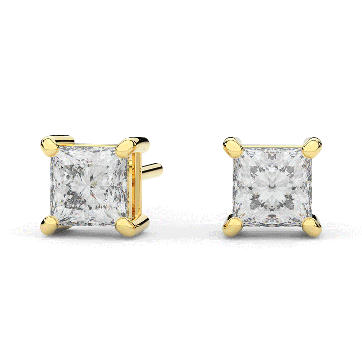 2.0CT.TW PRINCESS CERTIFIED LAB DIAMOND STUD EARRINGS - Nazarelle