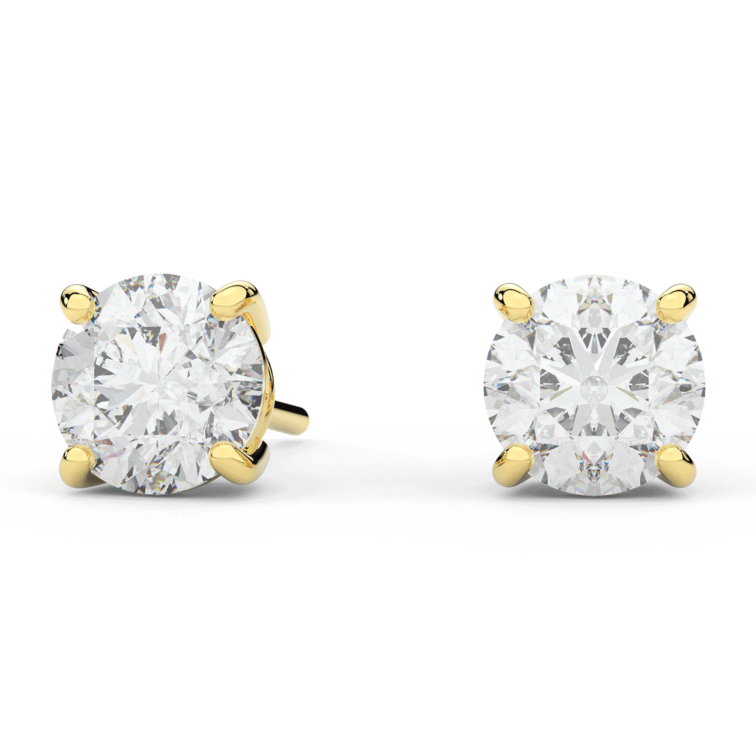 3.0CT.TW ROUND CERTIFIED LAB DIAMOND STUD EARRINGS - Nazarelle