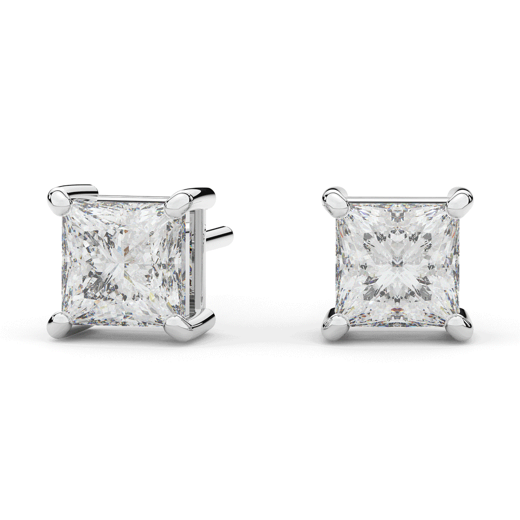 3.0CT.TW PRINCESS CERTIFIED LAB DIAMOND STUD EARRINGS