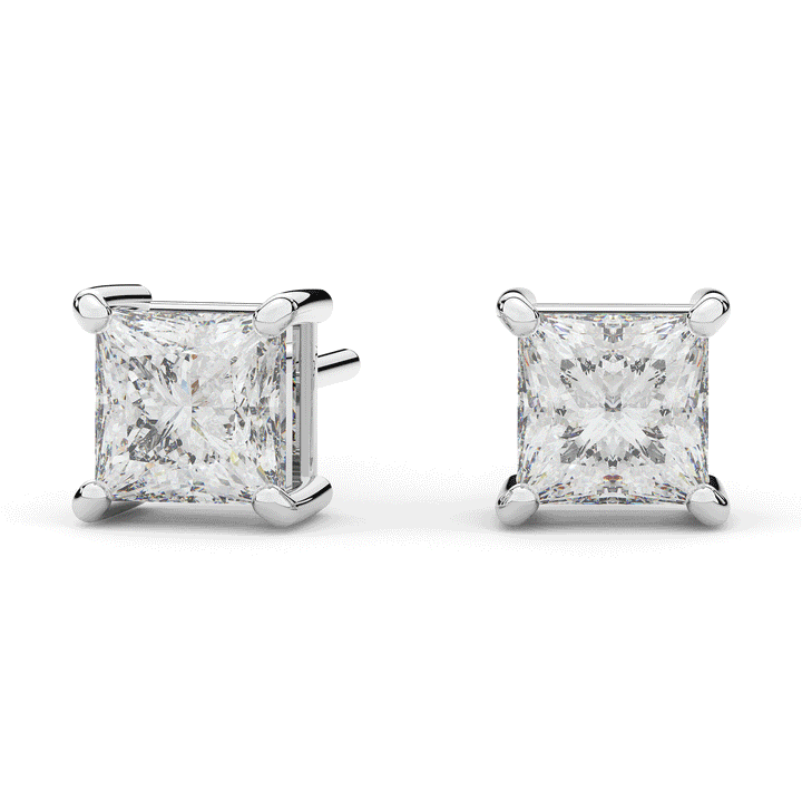 3.0CT.TW PRINCESS CERTIFIED LAB DIAMOND STUD EARRINGS - Nazarelle