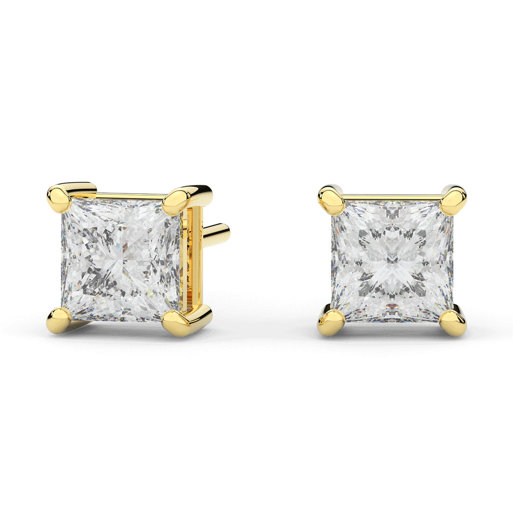 3.0CT.TW PRINCESS CERTIFIED LAB DIAMOND STUD EARRINGS - Nazarelle