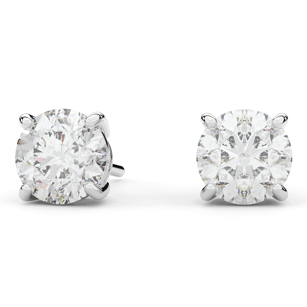 4.0CT.TW ROUND CERTIFIED LAB DIAMOND STUD EARRINGS - Nazarelle