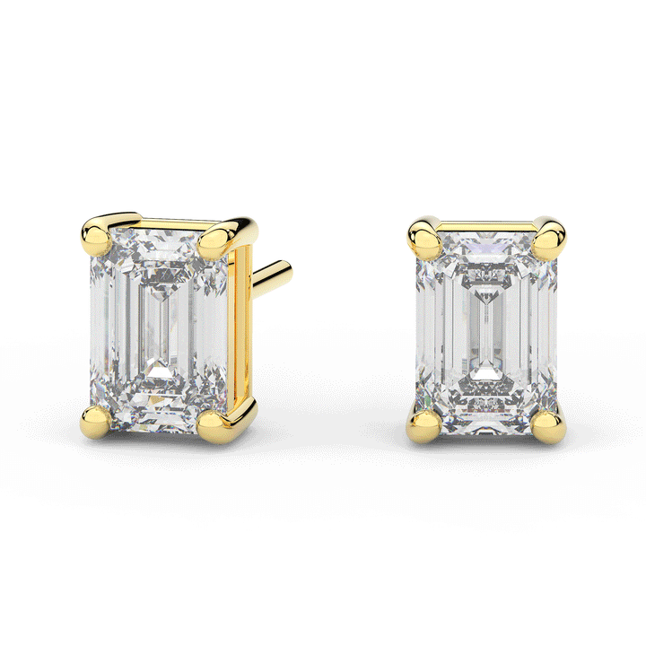 4.0CT.TW EMERALD CUT CERTIFIED LAB DIAMOND STUD EARRINGS - Nazarelle