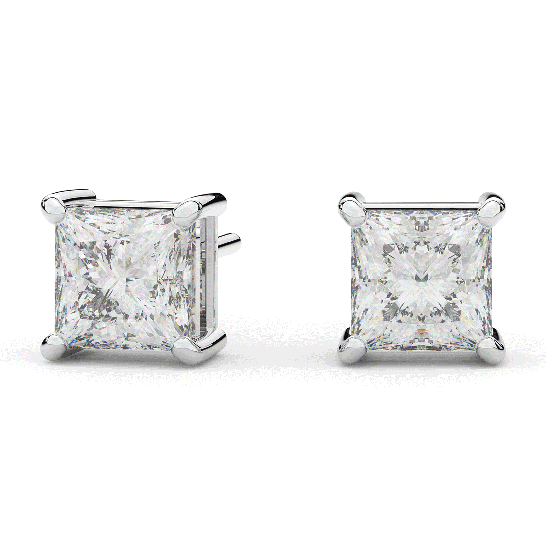 4.0CT.TW PRINCESS CERTIFIED LAB DIAMOND STUD EARRINGS - Nazarelle