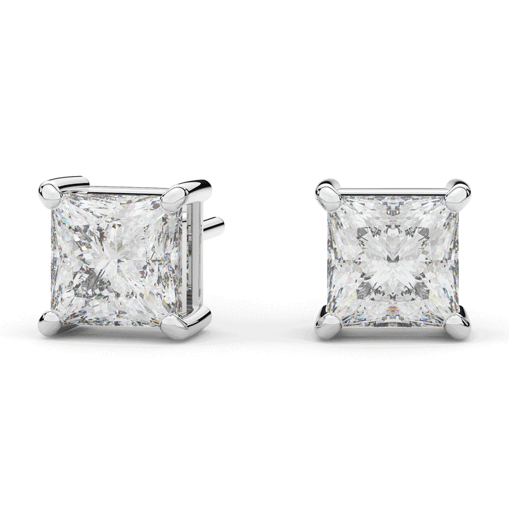 4.0CT.TW PRINCESS CERTIFIED LAB DIAMOND STUD EARRINGS - Nazarelle