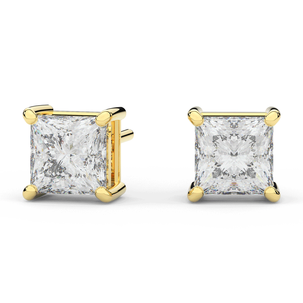 4.0CT.TW PRINCESS CERTIFIED LAB DIAMOND STUD EARRINGS - Nazarelle