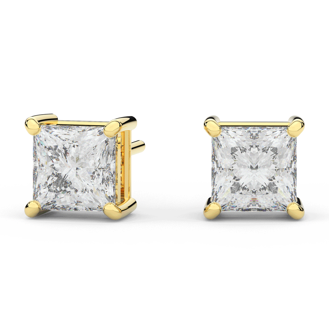 4.0CT.TW PRINCESS CERTIFIED LAB DIAMOND STUD EARRINGS - Nazarelle