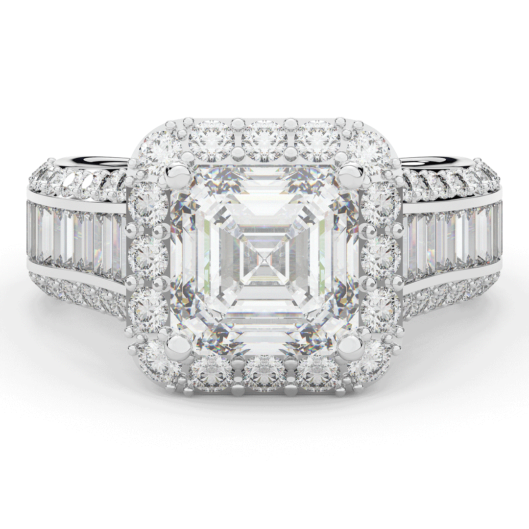 6.10CT.TW ASCHER LAB DIAMOND HALO ENGAGEMENT RING - Nazarelle