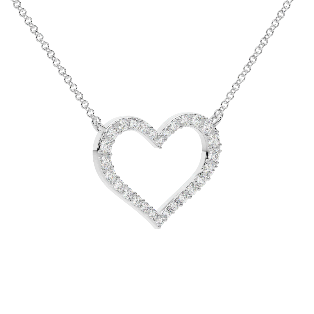 0.80CT.TW ROUND LAB DIAMOND HEART PENDANT - Nazarelle