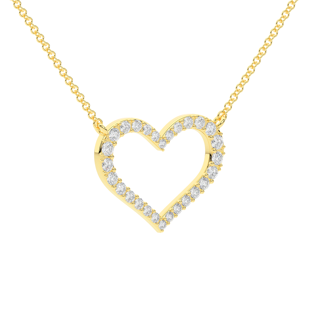 0.80CT.TW ROUND LAB DIAMOND HEART PENDANT - Nazarelle