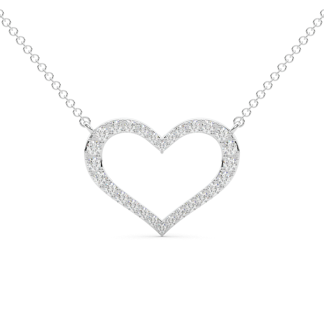 0.80CT.TW ROUND LAB DIAMOND HEART PENDANT - Nazarelle