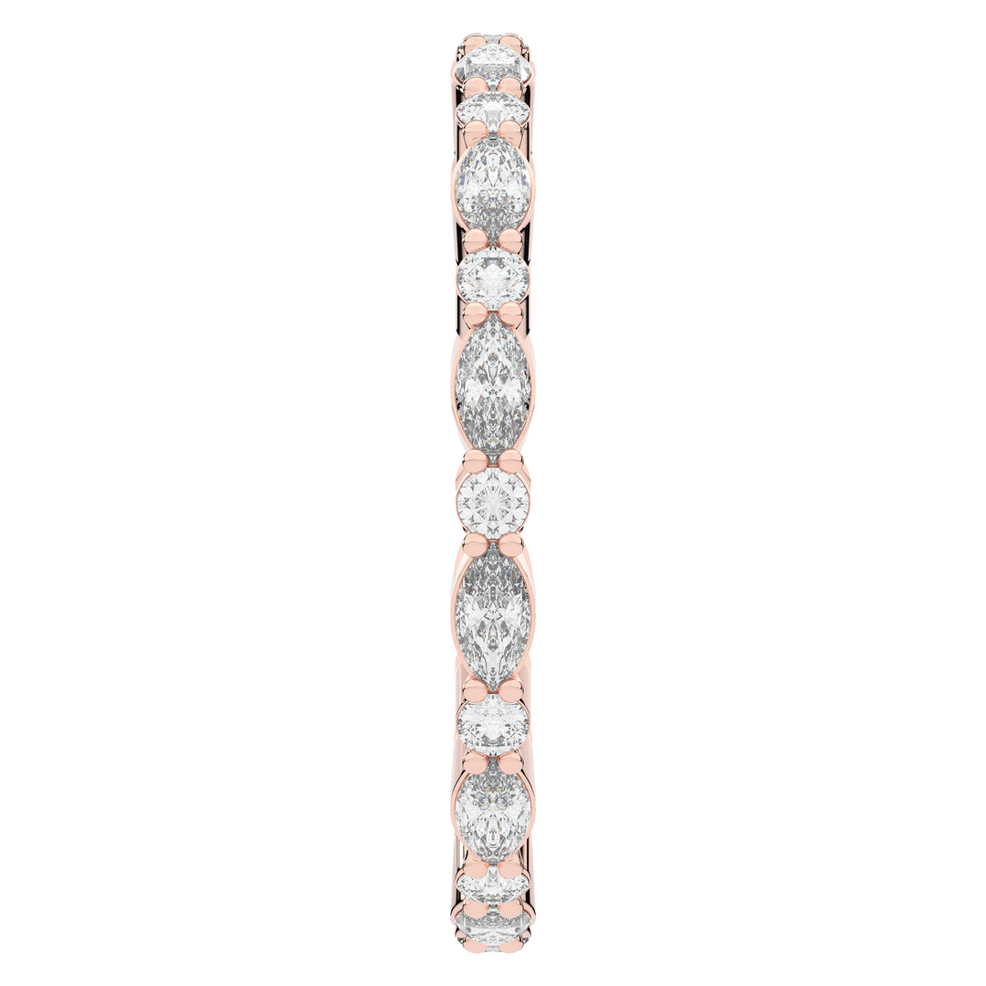 0.75CT.TW MARQUISE AND ROUND LAB DIAMOND ETERNITY WEDDING BAND