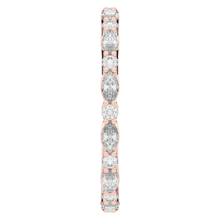 0.75CT.TW MARQUISE AND ROUND LAB DIAMOND ETERNITY WEDDING BAND