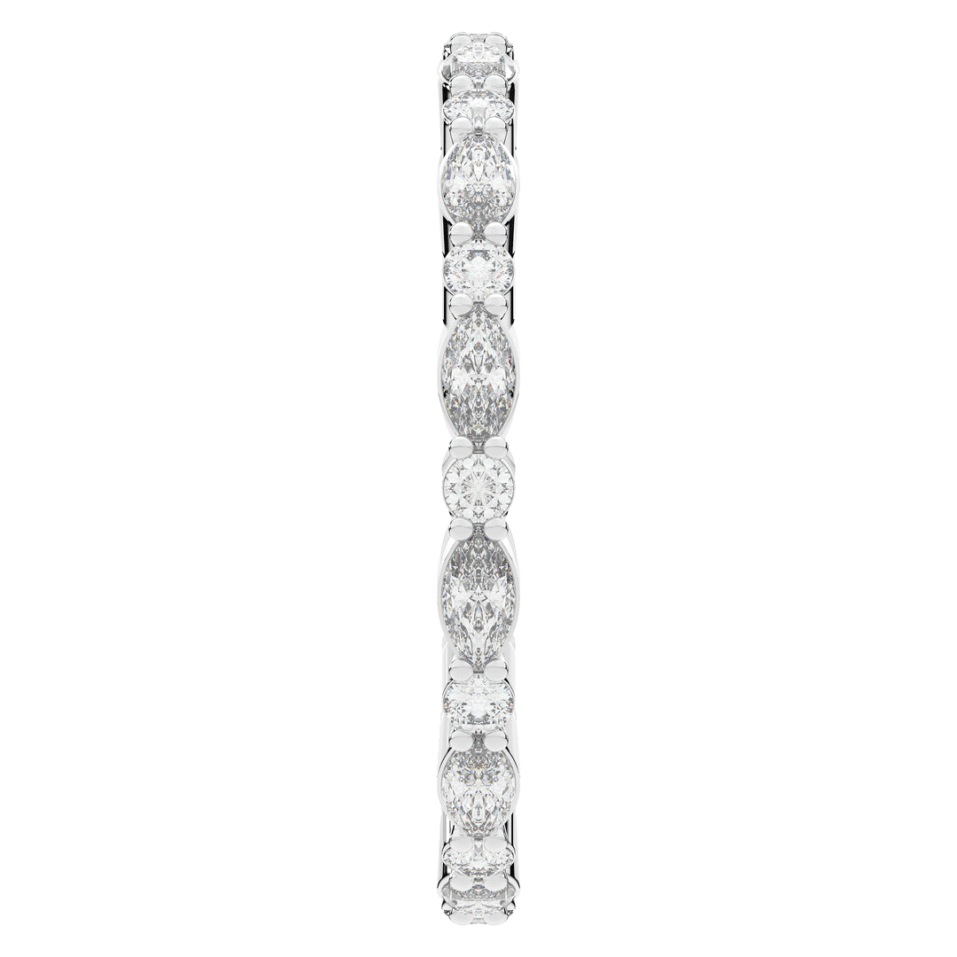 0.75CT.TW MARQUISE AND ROUND LAB DIAMOND ETERNITY WEDDING BAND