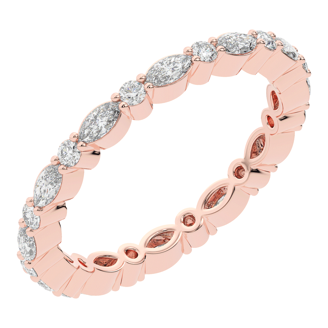 0.75CT.TW MARQUISE AND ROUND LAB DIAMOND ETERNITY WEDDING BAND - Nazarelle