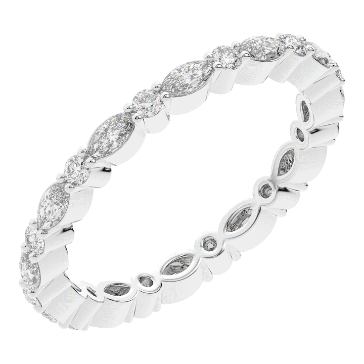 0.75CT.TW MARQUISE AND ROUND LAB DIAMOND ETERNITY WEDDING BAND