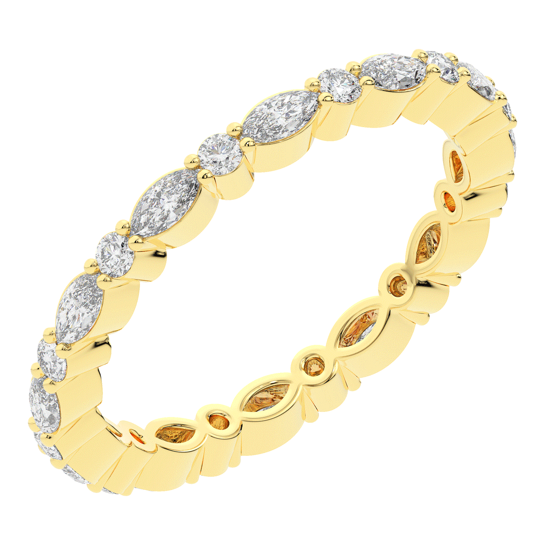 0.75CT.TW MARQUISE AND ROUND LAB DIAMOND ETERNITY WEDDING BAND - Nazarelle