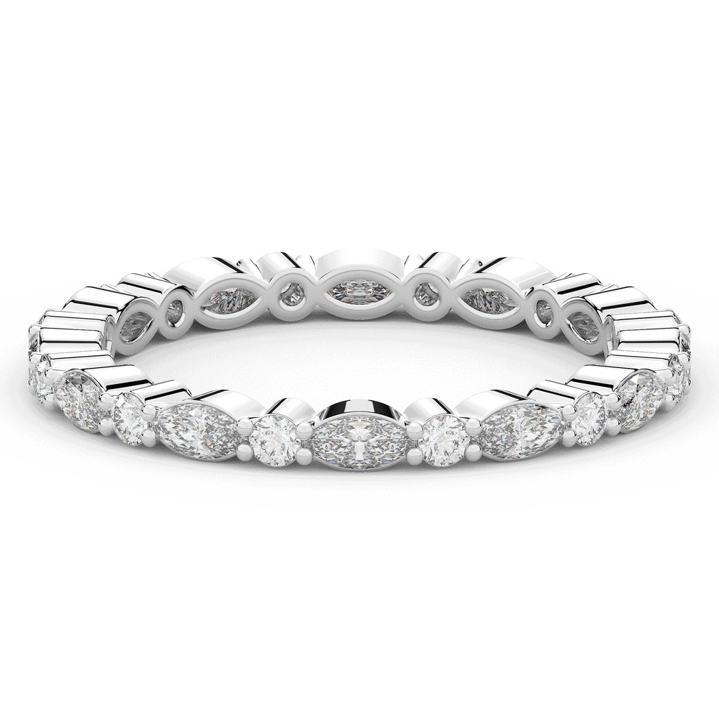 0.75CT.TW MARQUISE AND ROUND LAB DIAMOND ETERNITY WEDDING BAND - Nazarelle