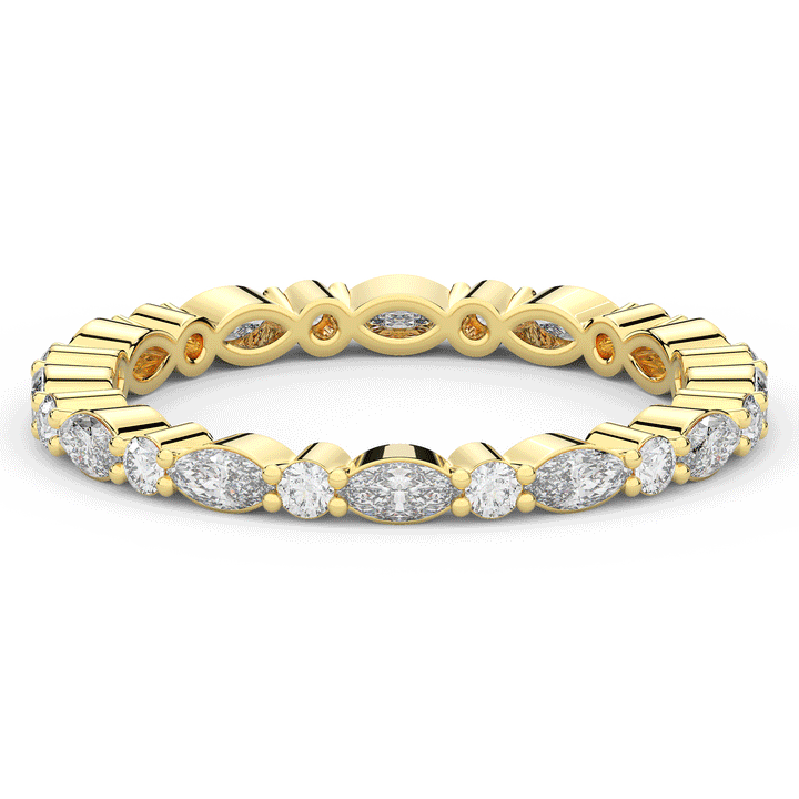 0.75CT.TW MARQUISE AND ROUND LAB DIAMOND ETERNITY WEDDING BAND