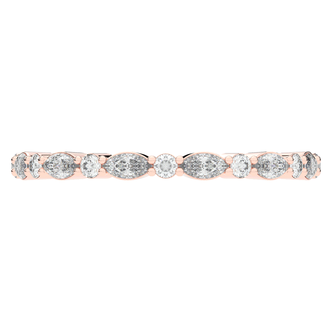 0.75CT.TW MARQUISE AND ROUND LAB DIAMOND ETERNITY WEDDING BAND