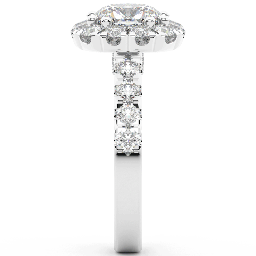 3.45CT.TW CUSHION LAB DIAMOND HALO ENGAGEMENT RING - Nazarelle