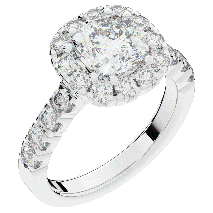 3.45CT.TW CUSHION LAB DIAMOND HALO ENGAGEMENT RING - Nazarelle