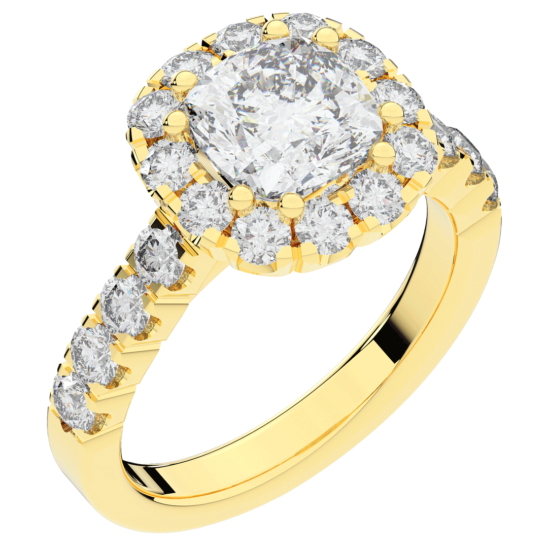 3.45CT.TW CUSHION LAB DIAMOND HALO ENGAGEMENT RING - Nazarelle