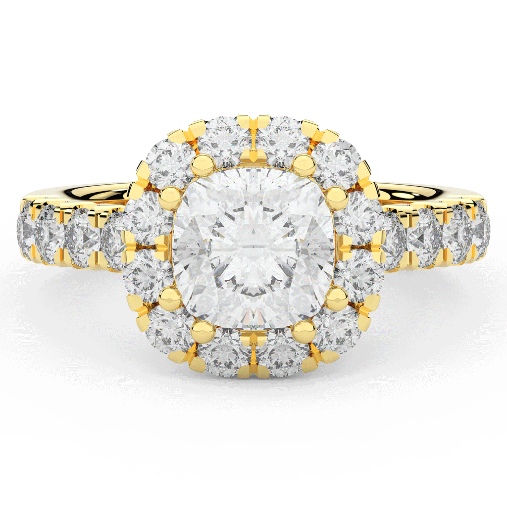 3.45CT.TW CUSHION LAB DIAMOND HALO ENGAGEMENT RING - Nazarelle