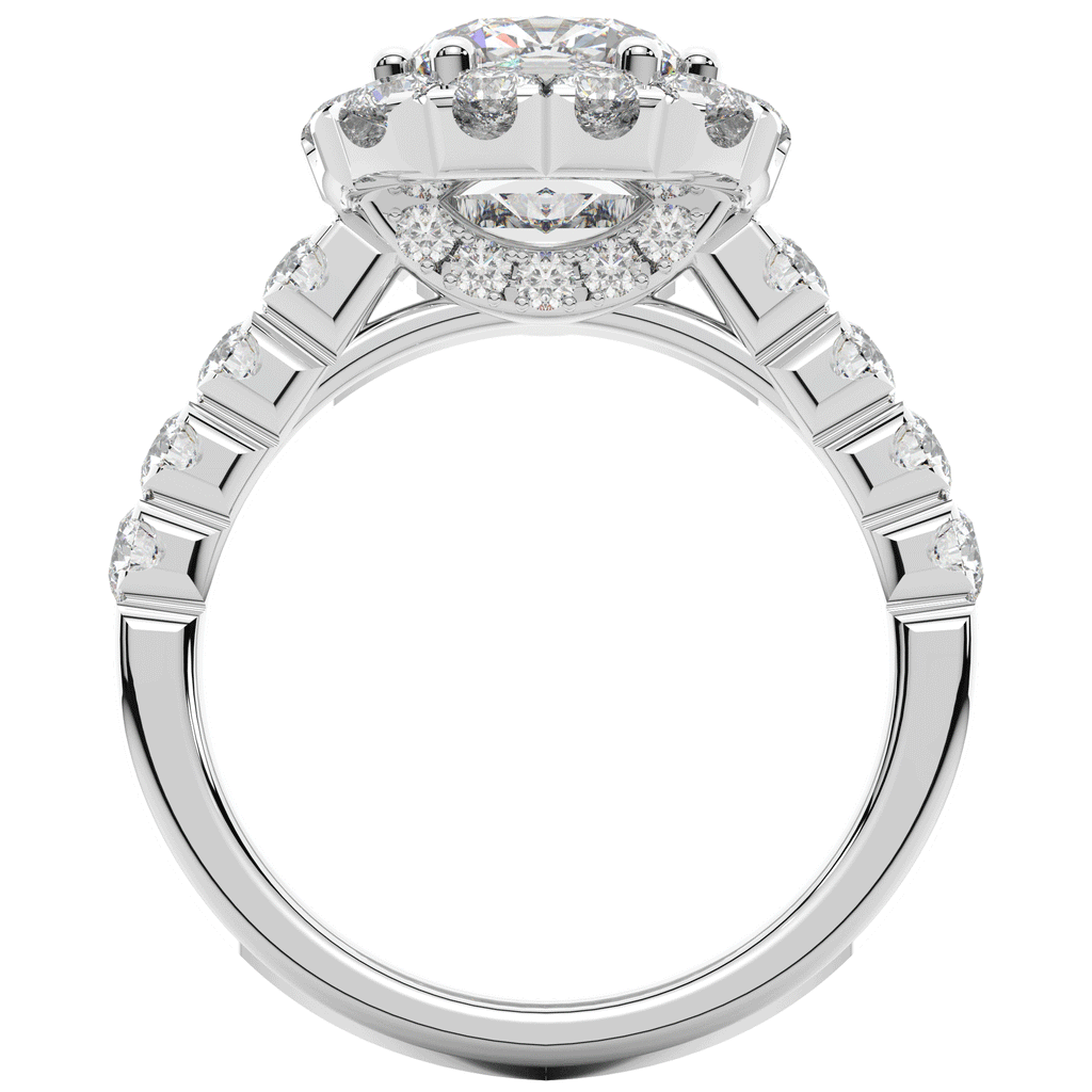 3.45CT.TW CUSHION LAB DIAMOND HALO ENGAGEMENT RING - Nazarelle