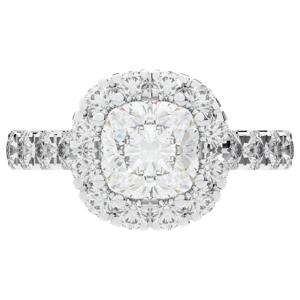 3.45CT.TW CUSHION LAB DIAMOND HALO ENGAGEMENT RING - Nazarelle