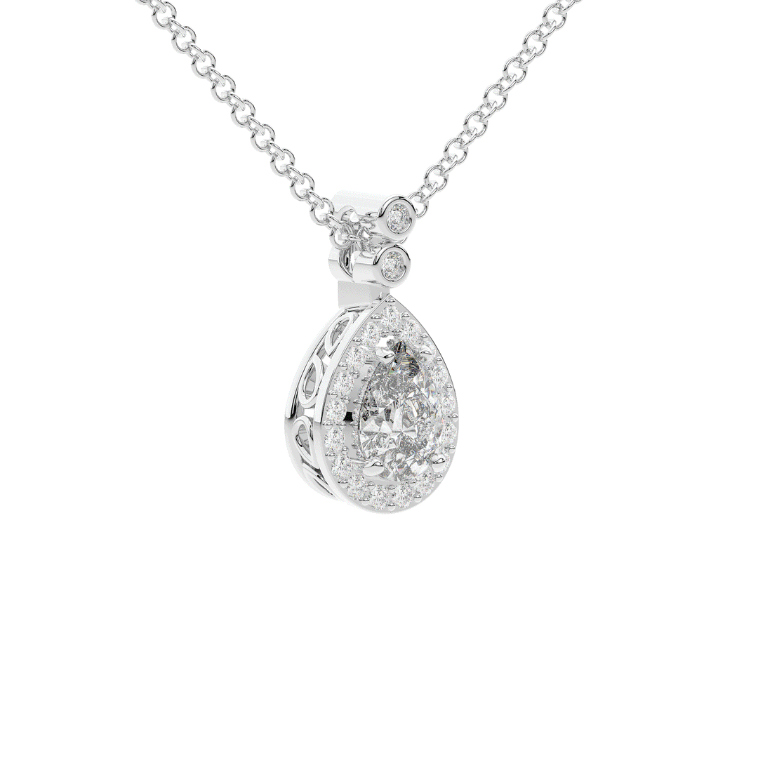 1.15CT.TW PEAR LAB DIAMOND HALO PENDANT - Nazarelle