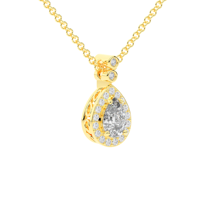 1.15CT.TW PEAR LAB DIAMOND HALO PENDANT - Nazarelle