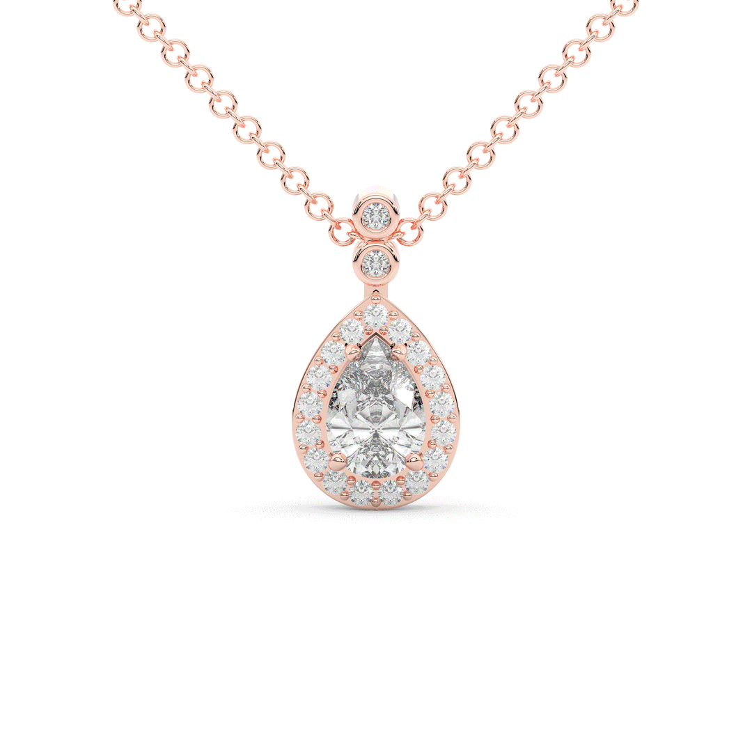 1.15CT.TW PEAR LAB DIAMOND HALO PENDANT - Nazarelle