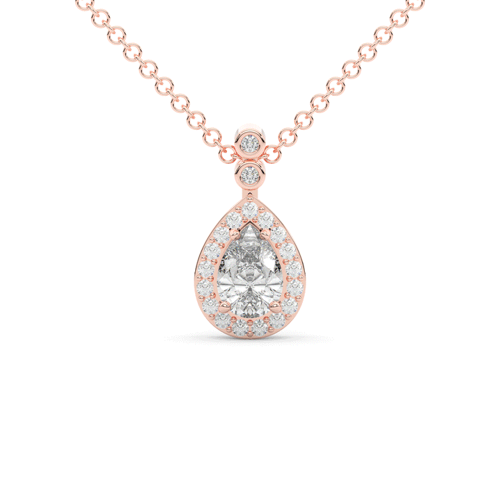 1.15CT.TW PEAR LAB DIAMOND HALO PENDANT - Nazarelle