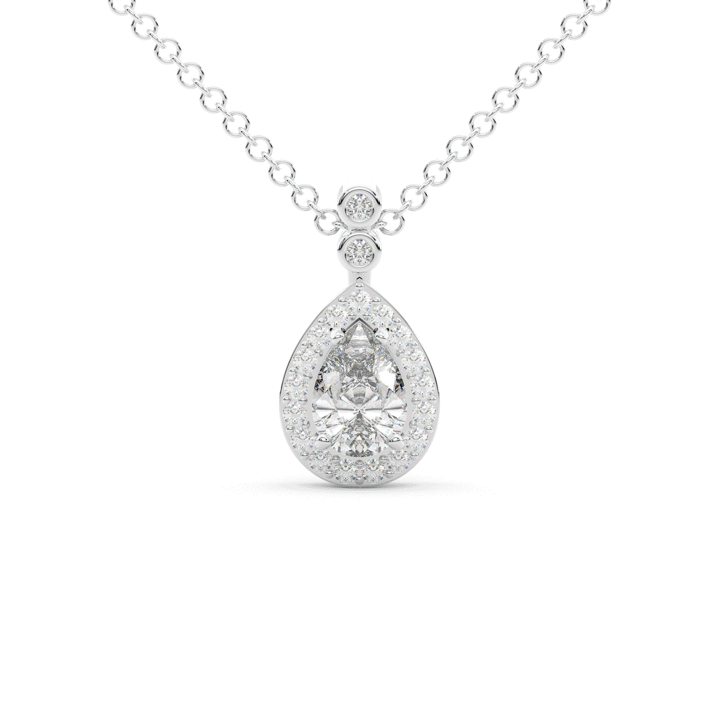 1.15CT.TW PEAR LAB DIAMOND HALO PENDANT - Nazarelle