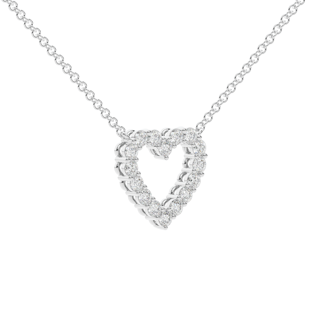 0.50CT.TW ROUND LAB DIAMOND HEART PENDANT - Nazarelle