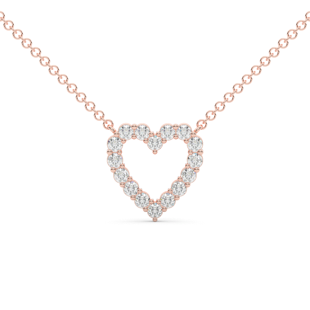 0.50CT.TW ROUND LAB DIAMOND HEART PENDANT - Nazarelle