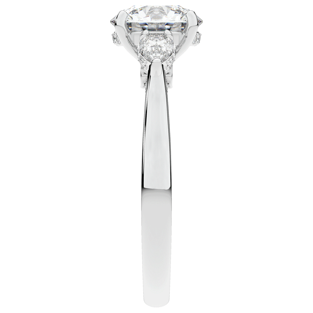 2.40CT.TW ROUND LAB DIAMOND 3 STONE ENGAGEMENT RING - Nazarelle