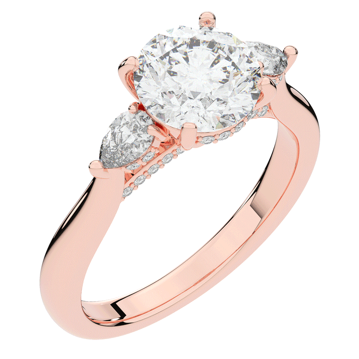 2.40CT.TW ROUND LAB DIAMOND 3 STONE ENGAGEMENT RING - Nazarelle