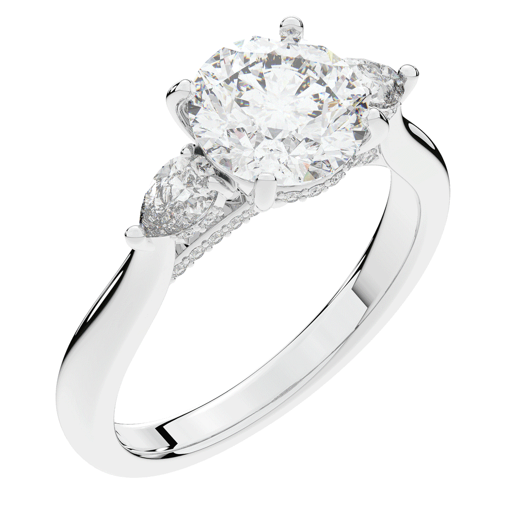 2.40CT.TW ROUND LAB DIAMOND 3 STONE ENGAGEMENT RING - Nazarelle