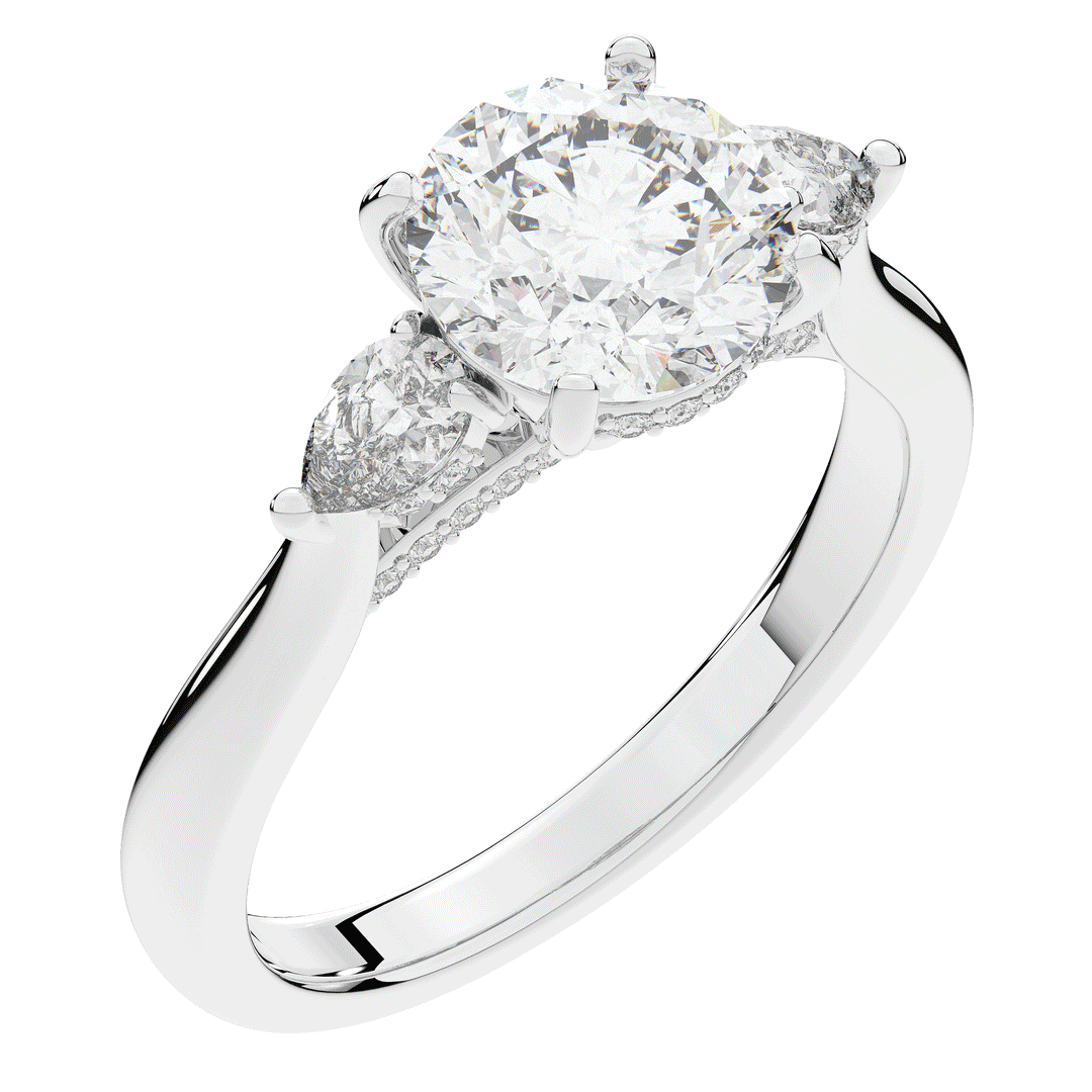 2.40CT.TW ROUND LAB DIAMOND 3 STONE ENGAGEMENT RING - Nazarelle