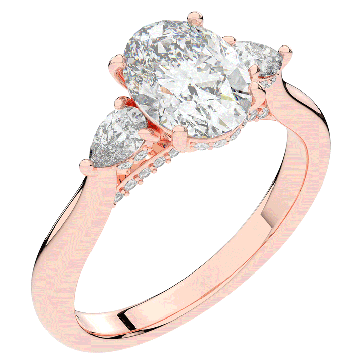 2.40CT.TW OVAL LAB DIAMOND 3 STONE ENGAGEMENT RING - Nazarelle